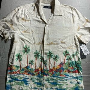 Trinity Men's Tropical Print Shirt - Cream